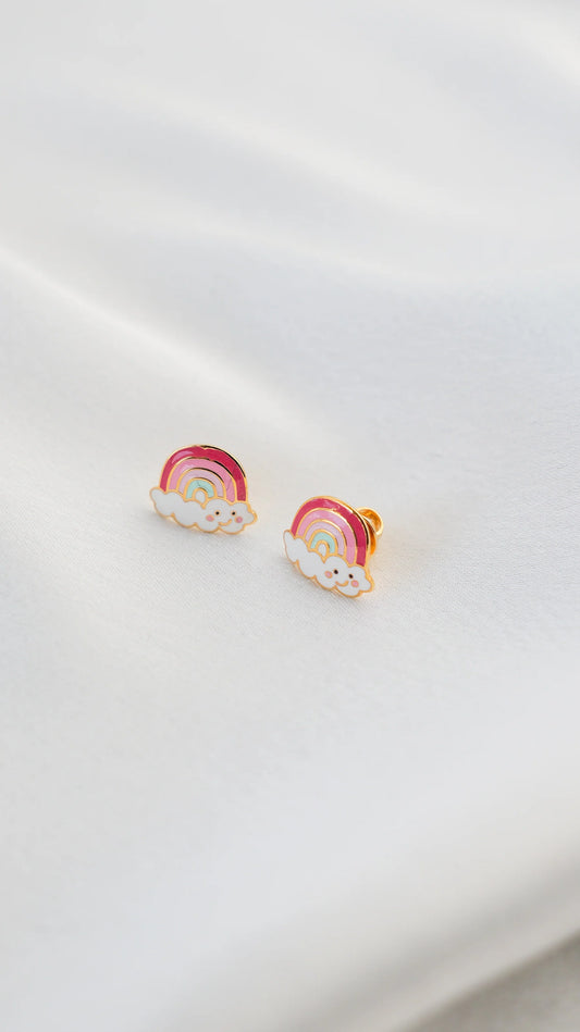 Cute Pink Flower Kids Earrings Silver