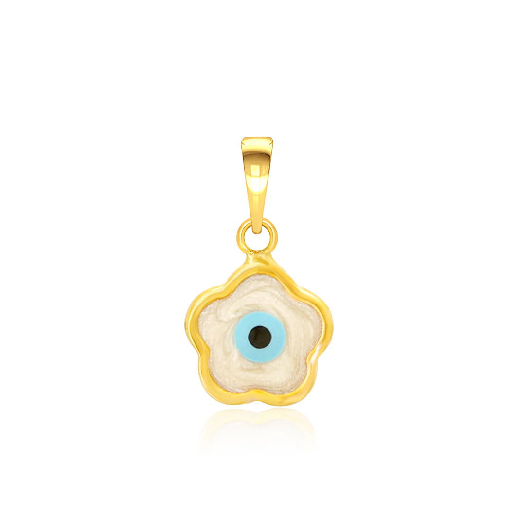 Kids Flower-shaped Evil Eye Pendant Silver